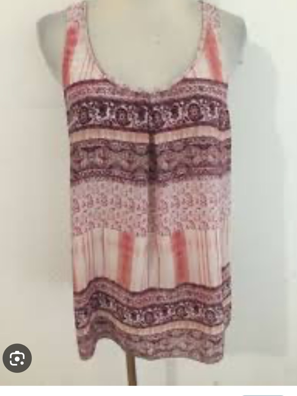 Lucky Brand Pink-Mauve Printed Silk sleeveless keyhole blouse